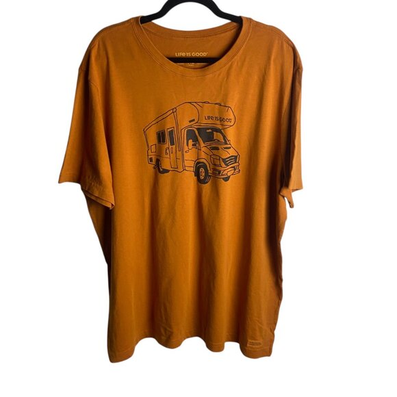 Life is Good Men's Xl Crusher T-Shirt Burnt Orange Sketchy RV Camping Casual - Picture 1 of 7
